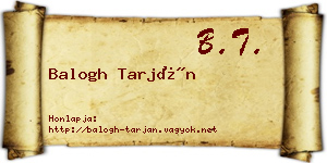 Balogh Tarján névjegykártya